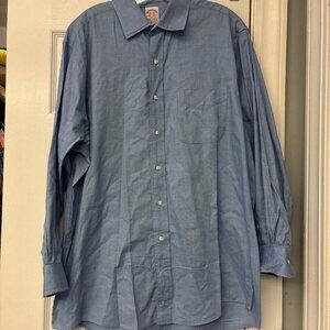 Vintage Brooks Brothers Shirt 16 1/2. 33. Blue White Light Gingham Cotton Casual